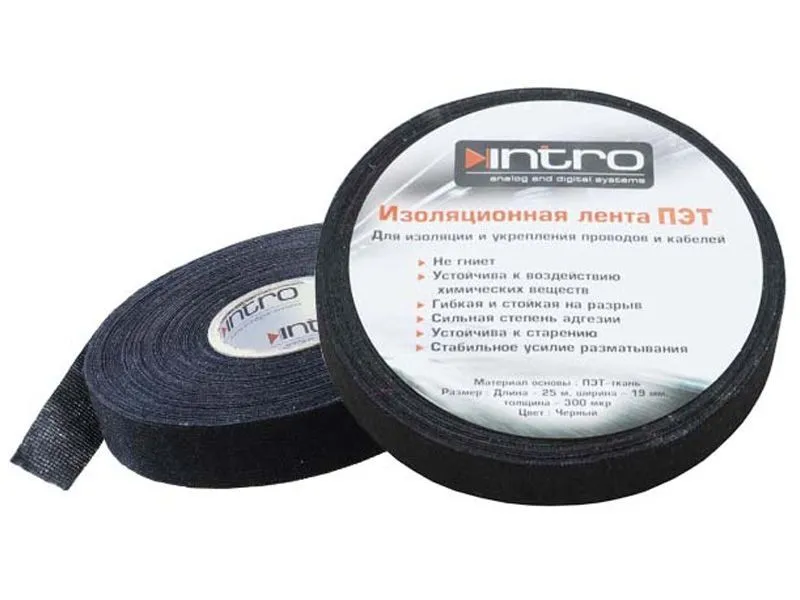 Изоляционная лента (тканевая)  INTRO PVC 0,3 mm*19mm*25mm - фото