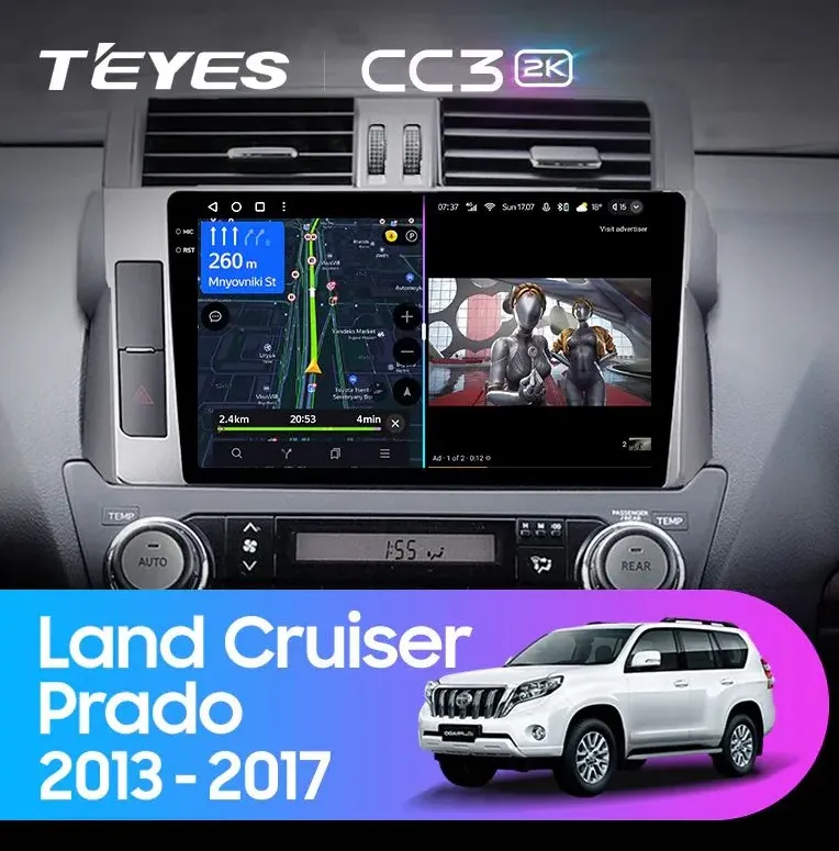 ШГУ Teyes CC3 2K 6/126 GB Toyota Land Cruiser Prado 150 2013-2017 10.36" - фото