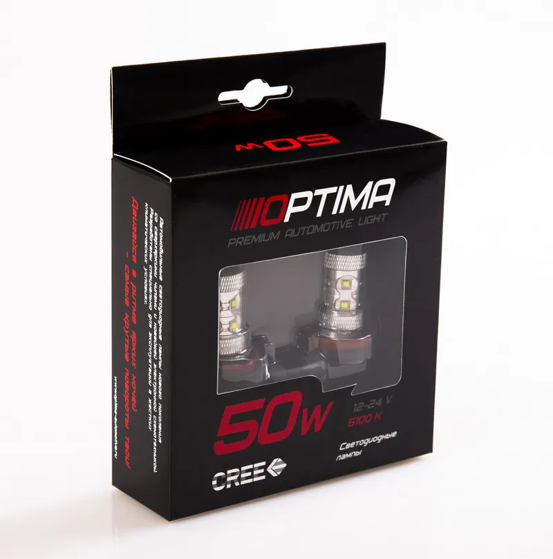 Лампа светодиодная Optima Premium H11 CREE 12V 50W 5100K - фото