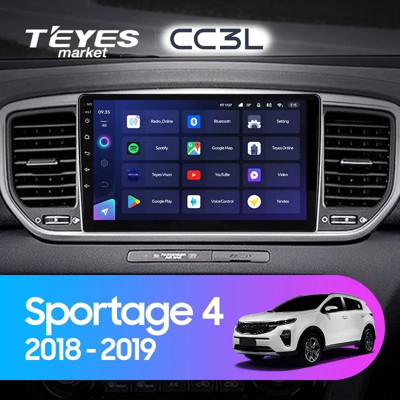 Комплект магнитолы TEYES CC3L 9.0" для Kia Sportage