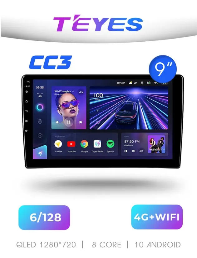 Головное устройство Teyes CC3 6/128 Universal 9" - фото