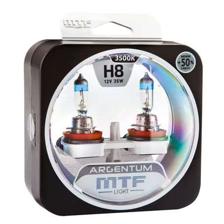 Лампа MTF H8 12V 35W Argentum+50%, комплект - фото