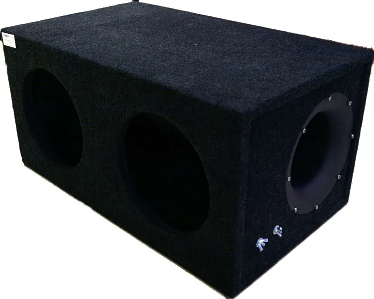 Ящик под сабвуфер 2х10" люкс с трубой черный - фото Ящик под сабвуфер 2х10" люкс с трубой черный - фото