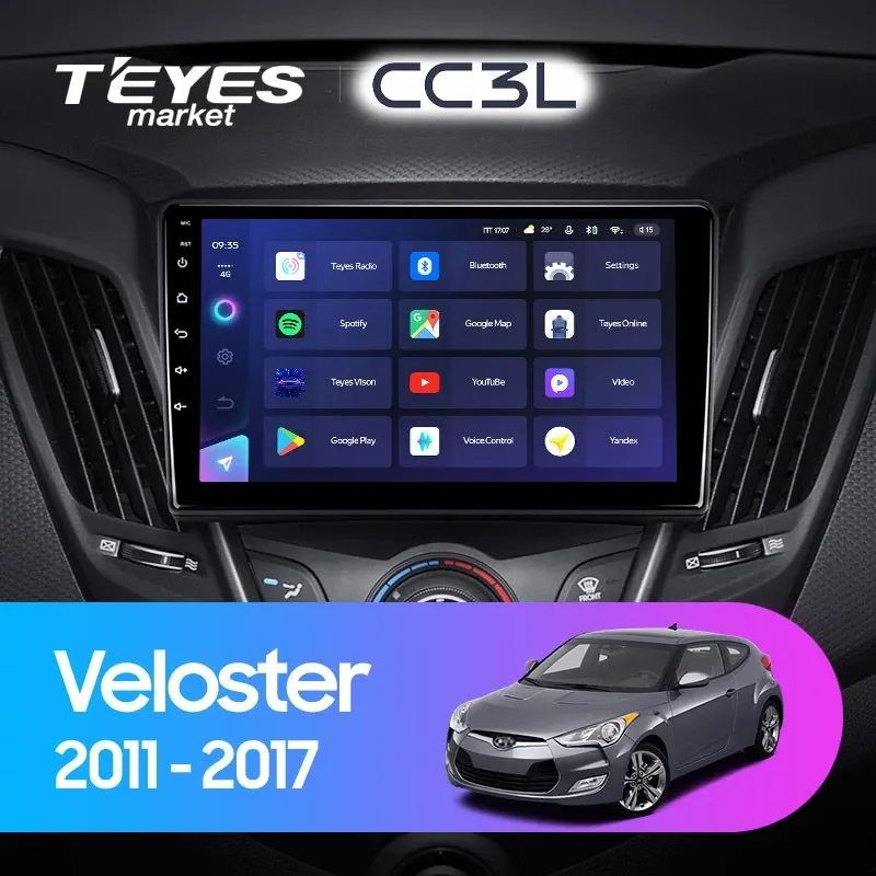 Комплект магнитолы TEYES CC3L 9.0" для Hyundai Veloster