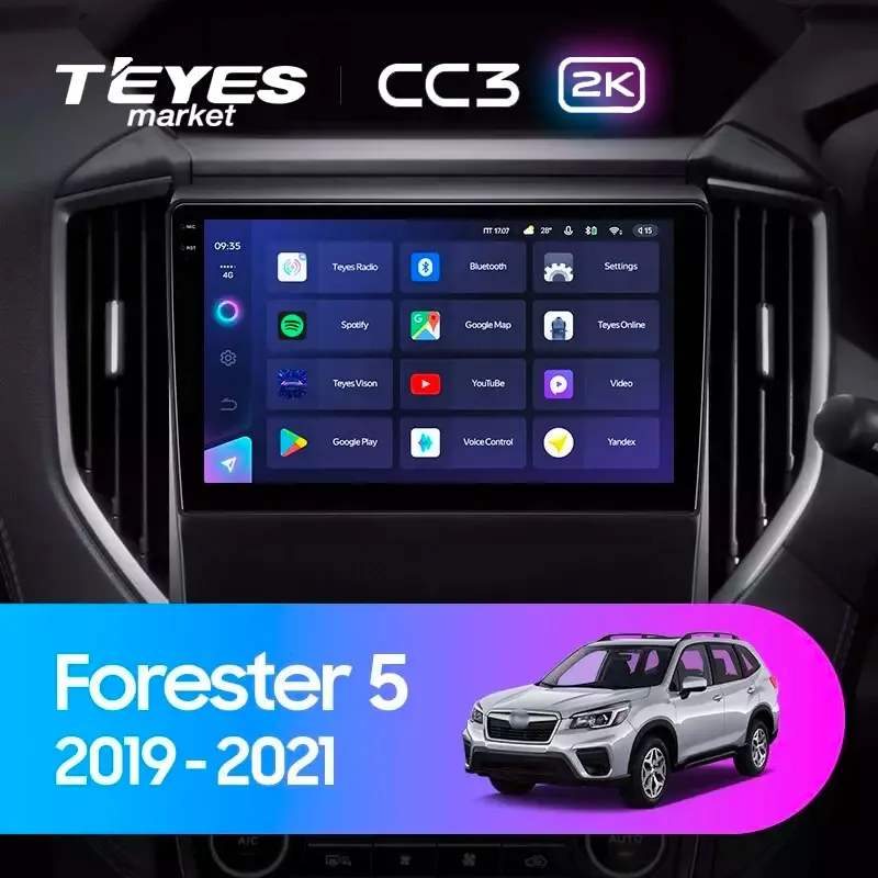 Комплект магнитолы TEYES CC3 2K 9.5" для Subaru Forester SK 2018-2021