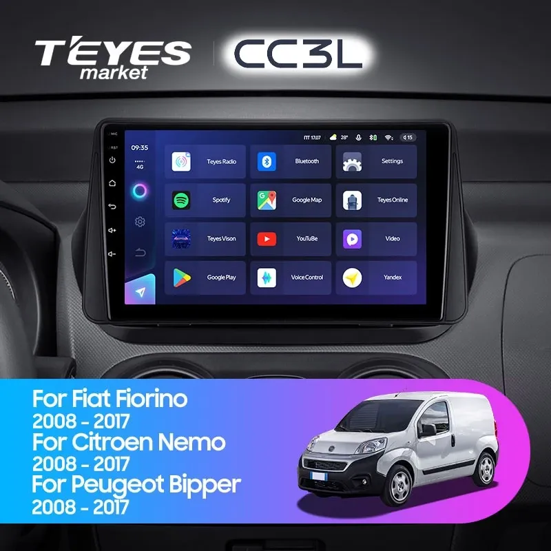 Комплект магнитолы TEYES CC3L 9.0" для Citroen Nemo