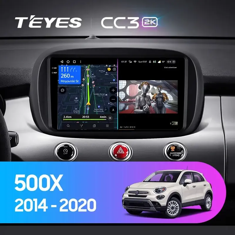 Комплект магнитолы TEYES CC3 2K 9.5" для FIAT 500X I 2014-2018