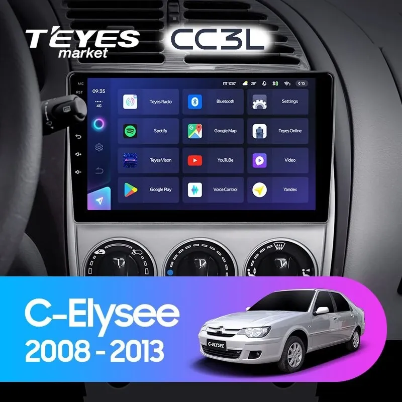 Комплект магнитолы TEYES CC3L 9.0" для Citroen C-Elysee