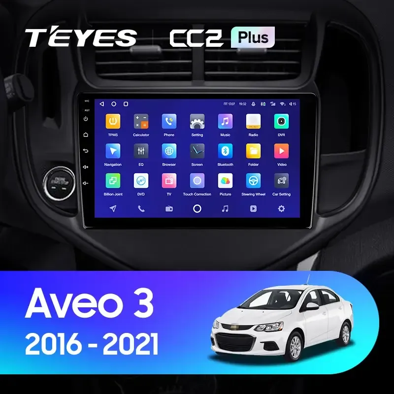 Комплект магнитолы TEYES CC2 Plus 9.0" для Chevrolet Aveo III 2018-2023