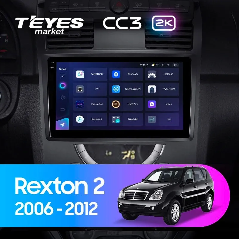 Комплект магнитолы TEYES CC3 2K 10.36" для SsangYong Rexton II 2006-2012
