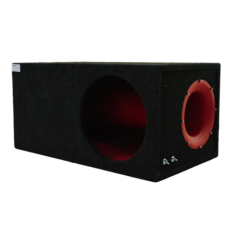Ящик под сабвуфер 12" люкс с трубой красный - фото