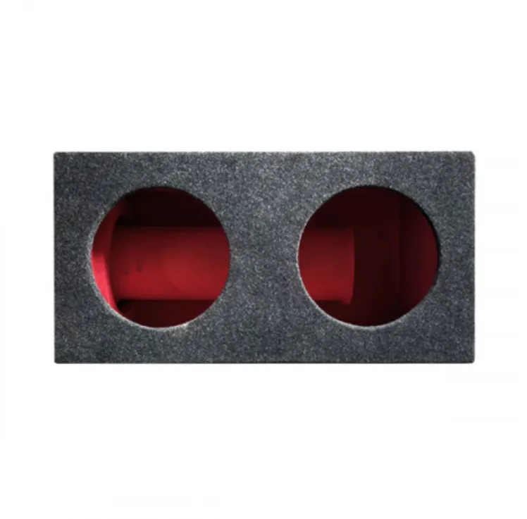 Ящик под сабвуфер 2х12" люкс усиленный с трубой черный - фото