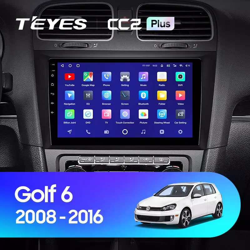 Комплект магнитолы TEYES CC2 Plus 9.0" для Volkswagen Golf Mk6 2008-2012