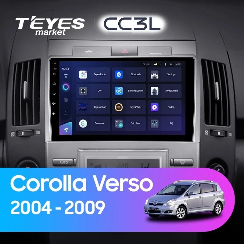 Комплект магнитолы TEYES CC3L 9.0" для Toyota Corolla Verso