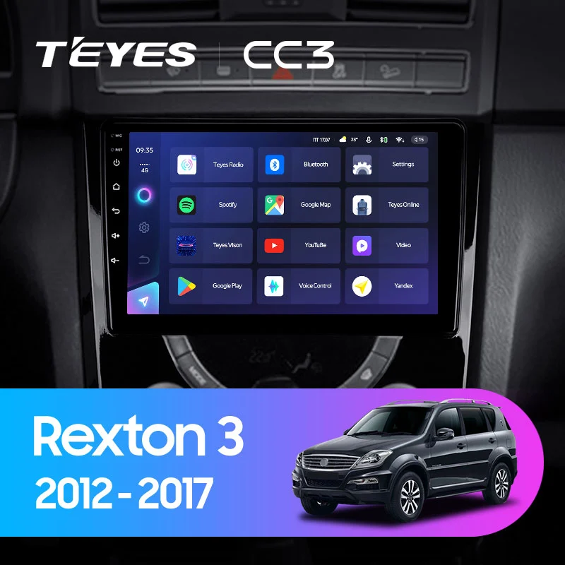 Комплект магнитолы TEYES CC3 9.0" для SsangYong Rexton III 2012-2017