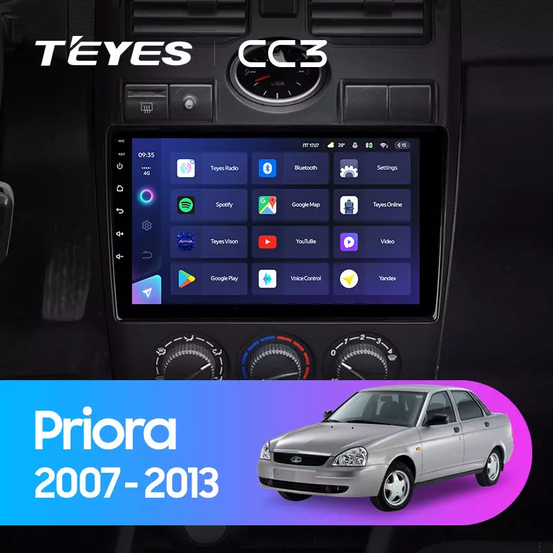 Комплект магнитолы TEYES CC3 9.0" для ВАЗ (LADA) Priora I 2007-2018