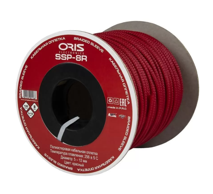 Защитная кабельная оплетка Oris SSP-8R красный (1б-100м)(1м) - фото