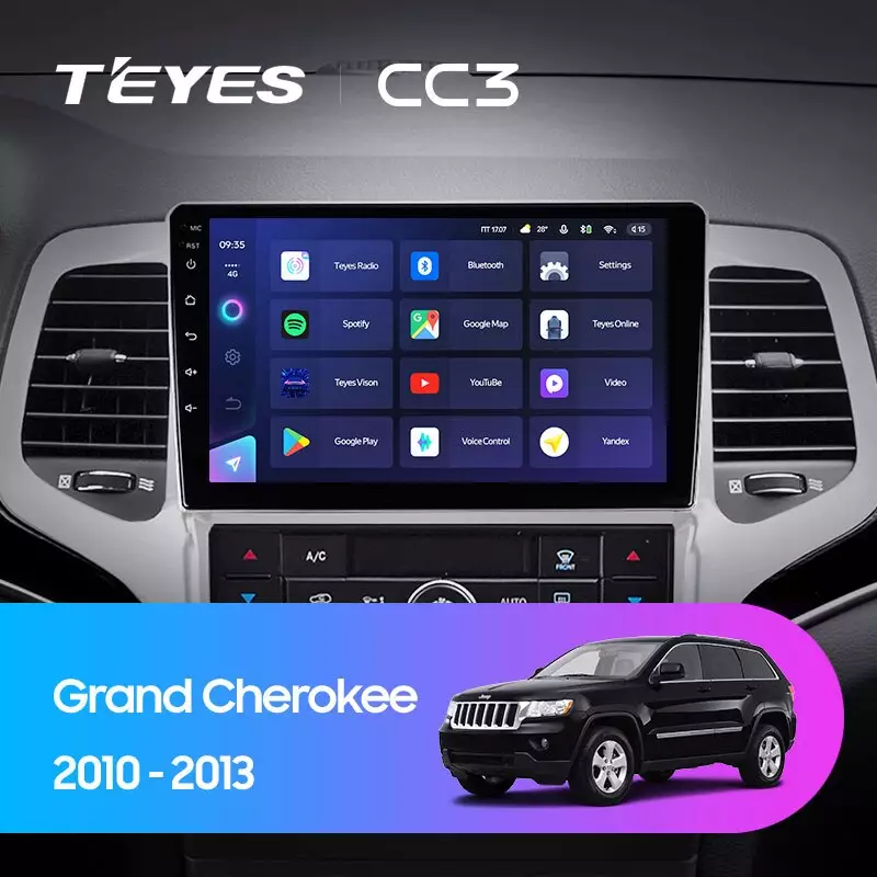 Комплект магнитолы TEYES CC3 9.0" для Jeep Grand Cherokee WK2 2010-2013