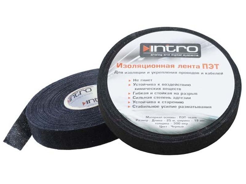 Изоляционная лента (тканевая)  INTRO PVC 0,3 mm*19mm*25mm - фото