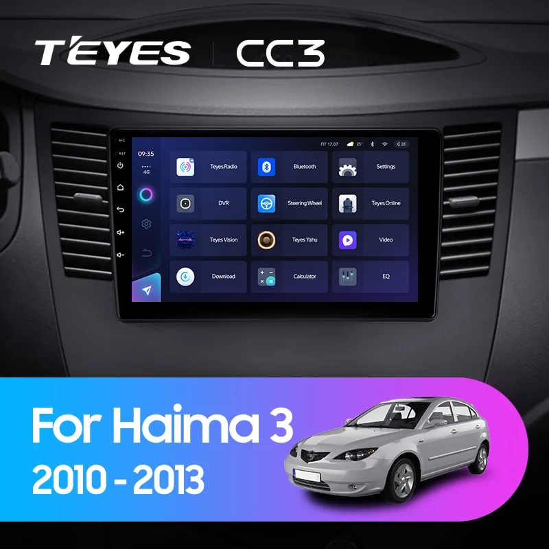 Комплект магнитолы TEYES CC3 9.0" для Haima 3 I 2010-2013