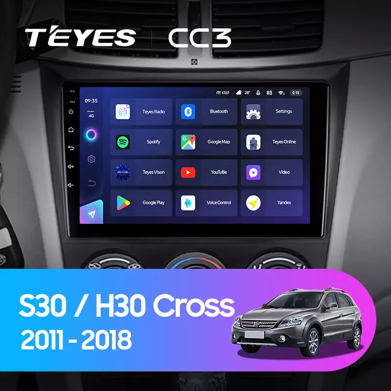 Комплект магнитолы TEYES CC3 9.0" для Dongfeng S30 I 2014-2017