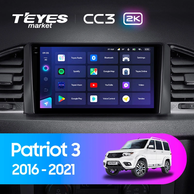 Комплект магнитолы TEYES CC3 2K 10.36" для УАЗ Patriot I рестайлинг 3 2016-2023