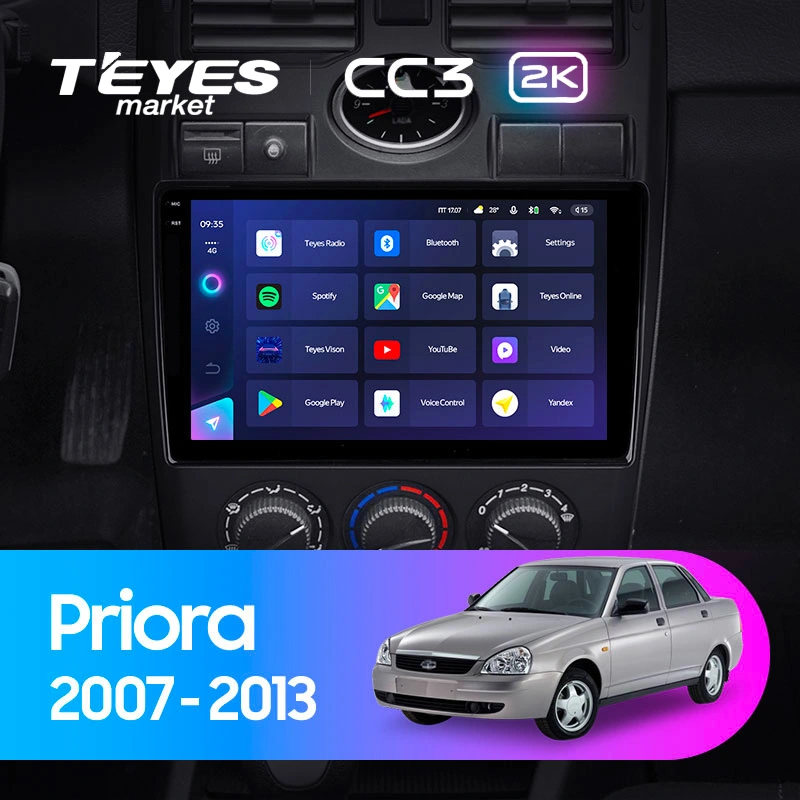 Комплект магнитолы TEYES CC3 2K 9.5" для ВАЗ (LADA) Priora I 2007-2013