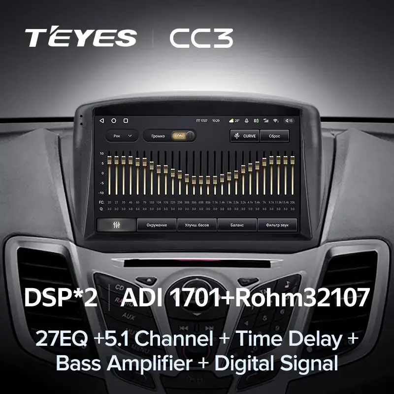 Комплект магнитолы TEYES CC3L 4/32 9.0" для Ford Fiesta Mk 6【F2】2008-2019 A 9.0" для Ford Fiesta