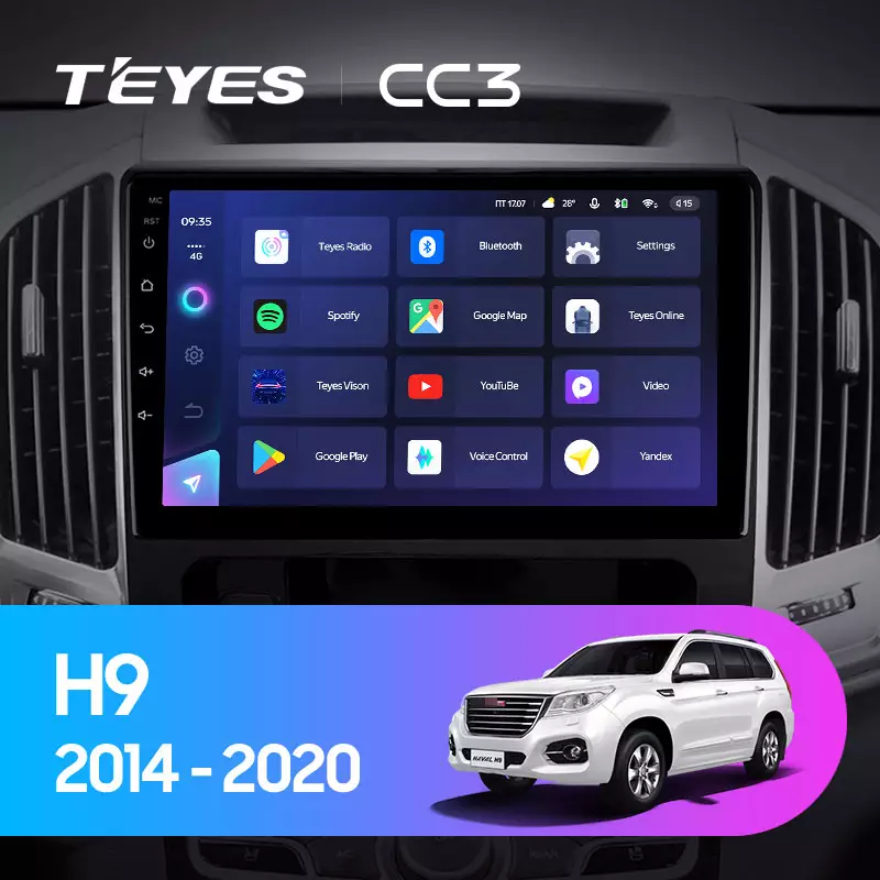 Комплект магнитолы TEYES CC3 10.2" для Haval H9 I 2014-2023