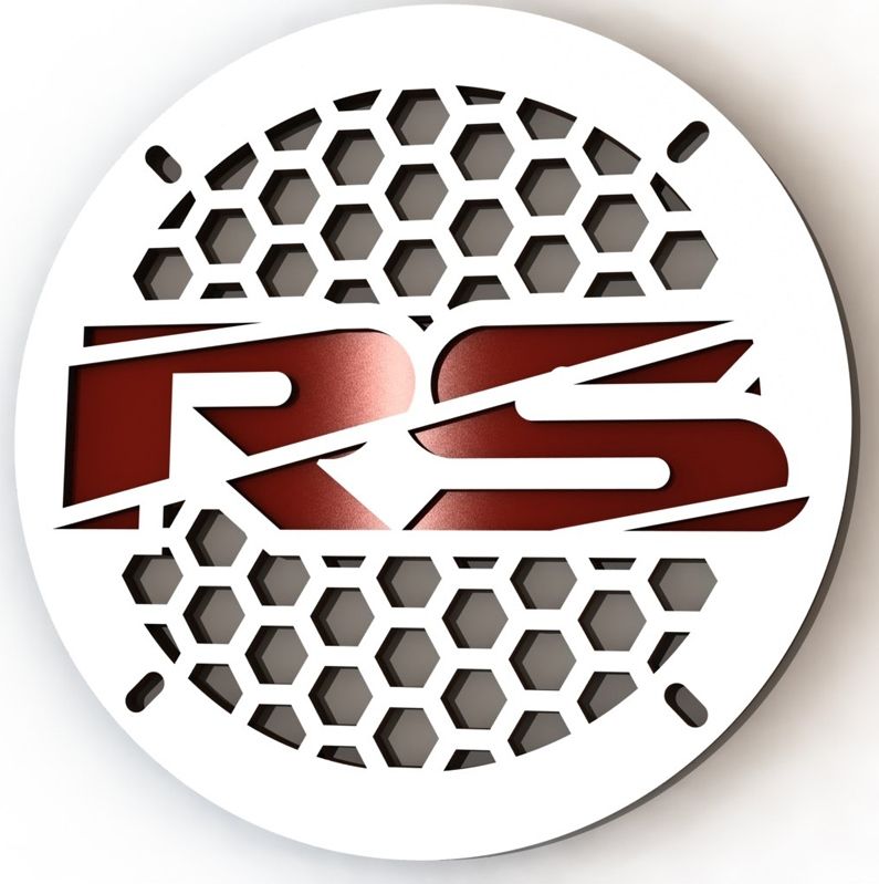 Защитная сетка (гриль) RS 10" White/Red (надпись) - фото