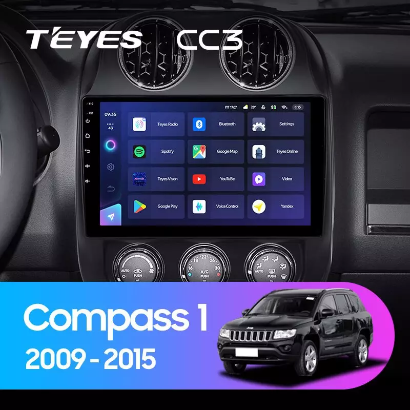 Комплект магнитолы TEYES CC3 10.2" для Jeep Compass I рестайлинг 2010-2016
