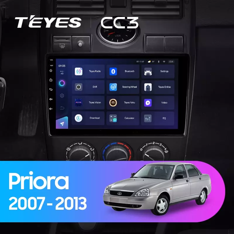 Комплект магнитолы TEYES CC3 9.0" для ВАЗ (LADA) Priora I 2007-2013