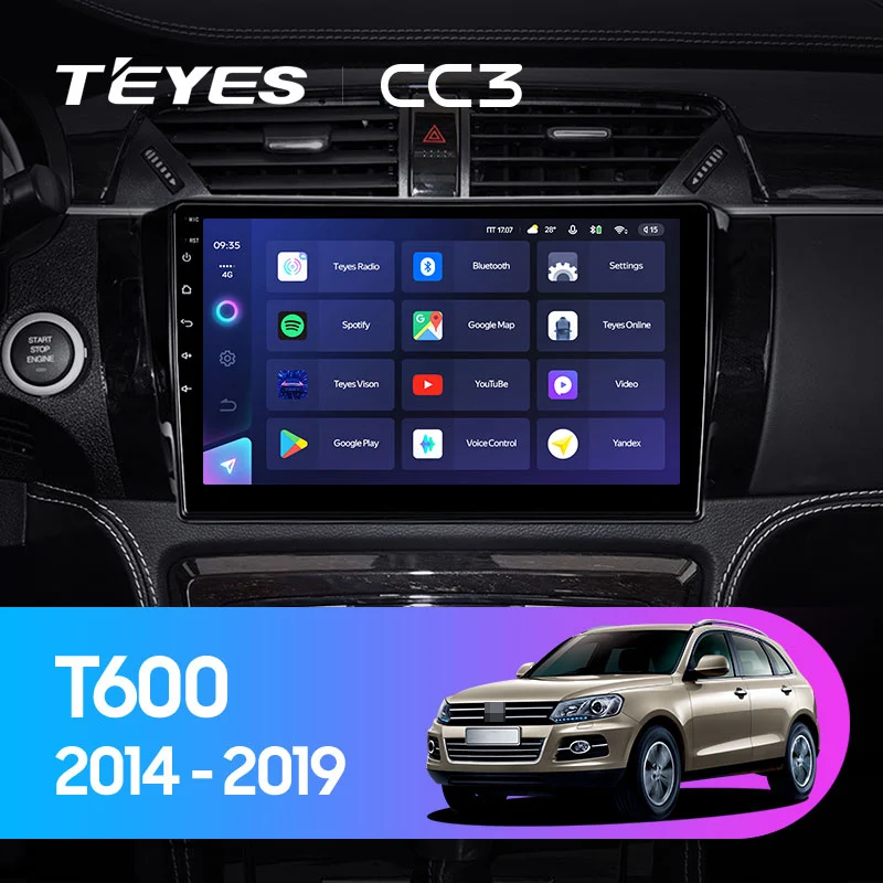 Комплект магнитолы TEYES CC3 10.2" для ZOTYE T600 I 2013-2023