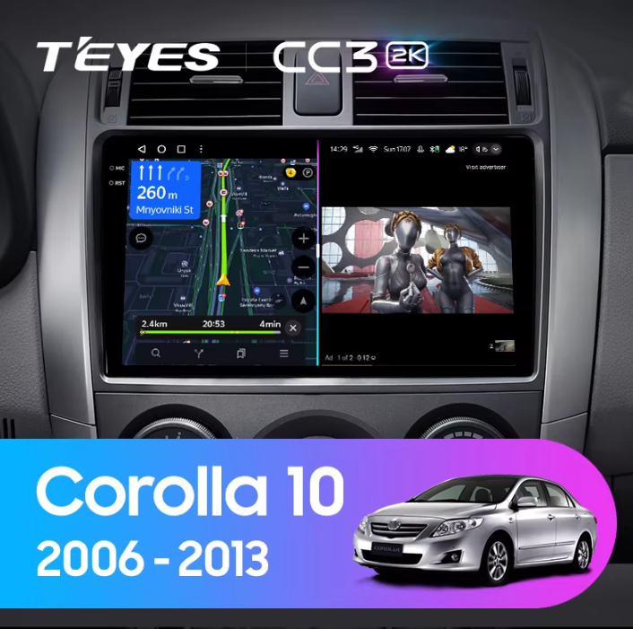 ШГУ Teyes CC3 2K 4/32 GB Toyota Corolla 10 E140 E150 2006-2013 9" - фото