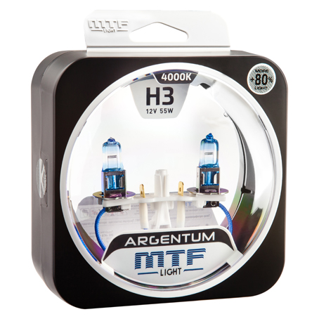 Лампа MTF H3 12V 55W Argentum+80%, комплект - фото
