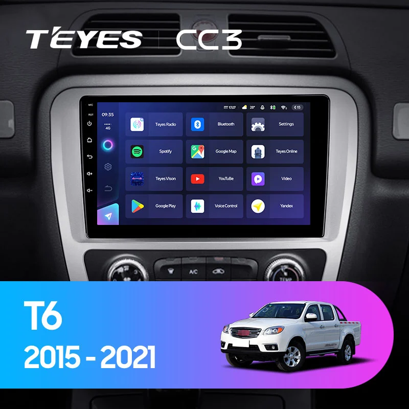 Комплект магнитолы TEYES CC3 9.0" для JAC T6 I 2015-2023