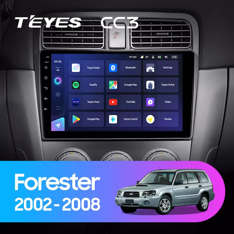 Комплект магнитолы TEYES CC3 9.0" для Subaru Forester SG 2002-2008