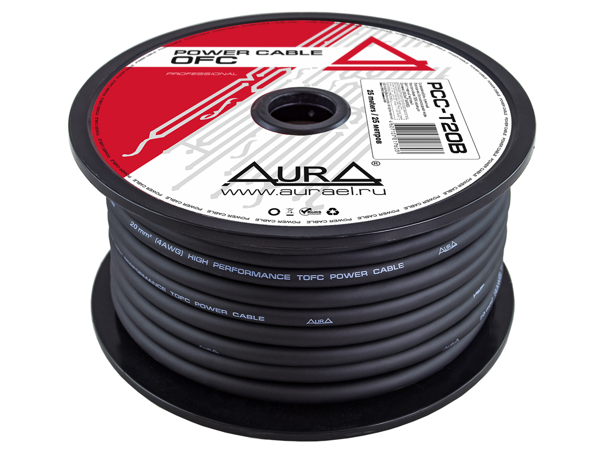 Силовой кабель Aura PCC-T20B 4 AWG (1б-25м) (1м) - фото