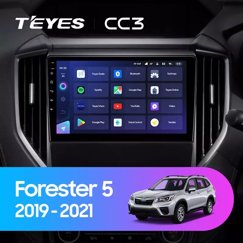 Комплект магнитолы TEYES CC3 9.0" для Subaru Forester SK 2018-2021