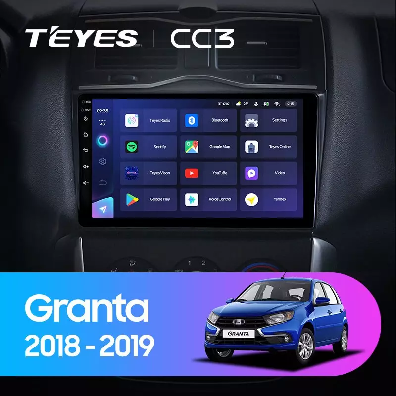 Комплект магнитолы TEYES CC3 9.0" для ВАЗ (LADA) Granta I рестайлинг 2018-2023