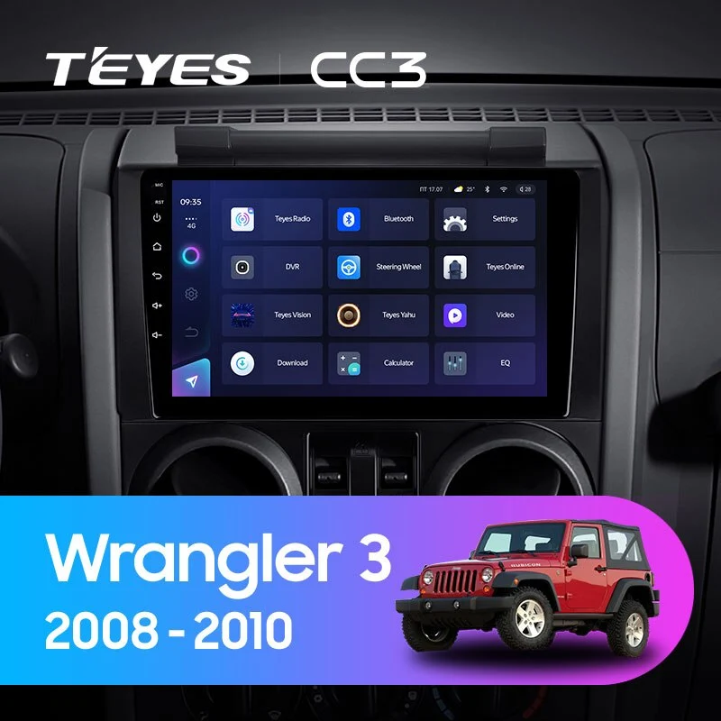 Комплект магнитолы TEYES CC3 9.0" для Jeep Wrangler III 2007-2018