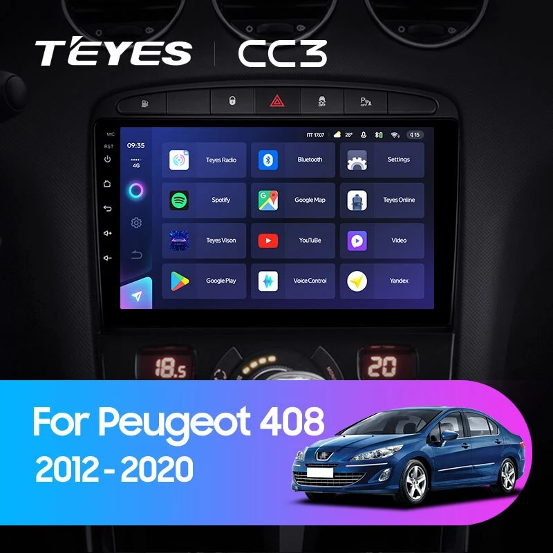 Комплект магнитолы TEYES CC3 10.2" для Peugeot 408 I 2012-2023