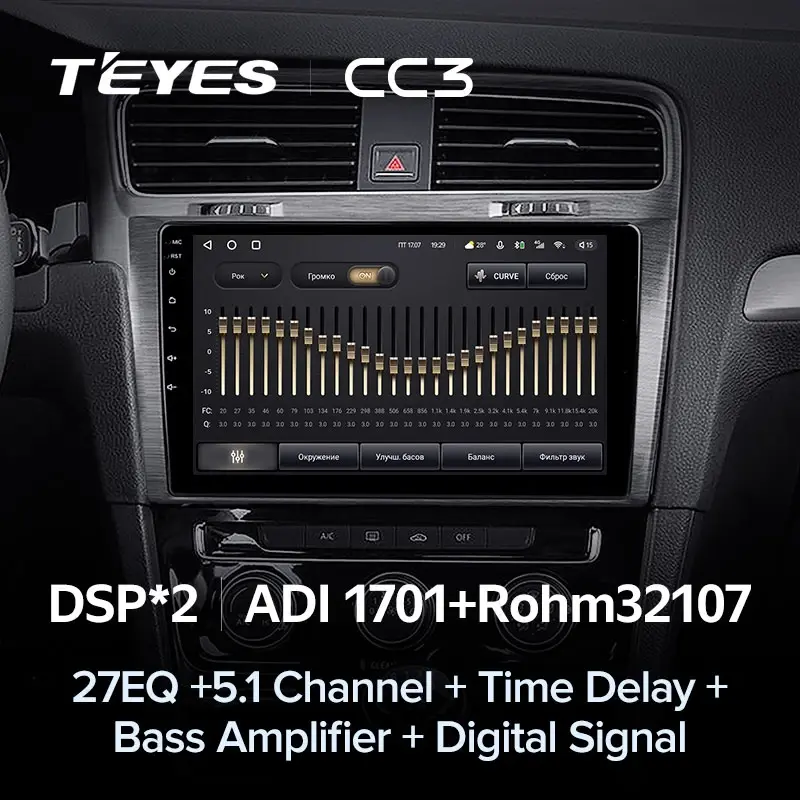 Комплект магнитолы TEYES CC3L 10.2" для Volkswagen Golf