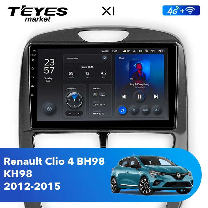 Комплект магнитолы TEYES CC2 Plus 9.0" для Renault Clio IV 2012-2016