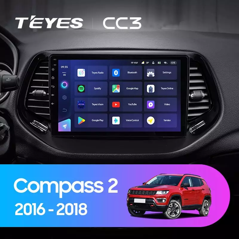 Комплект магнитолы TEYES CC3 10.2" для Jeep Compass 2016-2018
