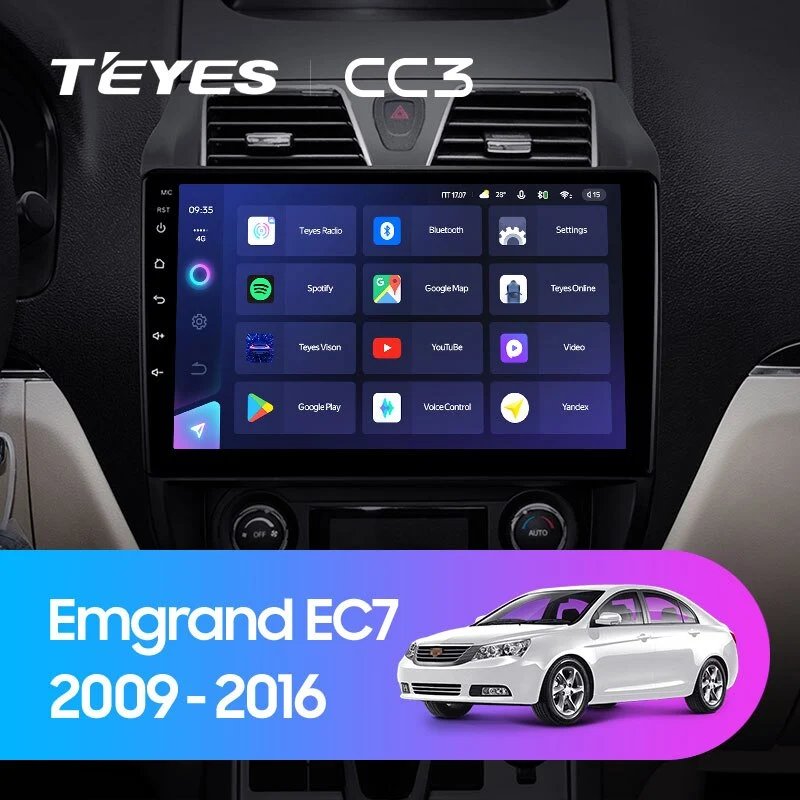 Комплект магнитолы TEYES CC3 10.2" для Geely Emgrand EC7 I 2009-2016