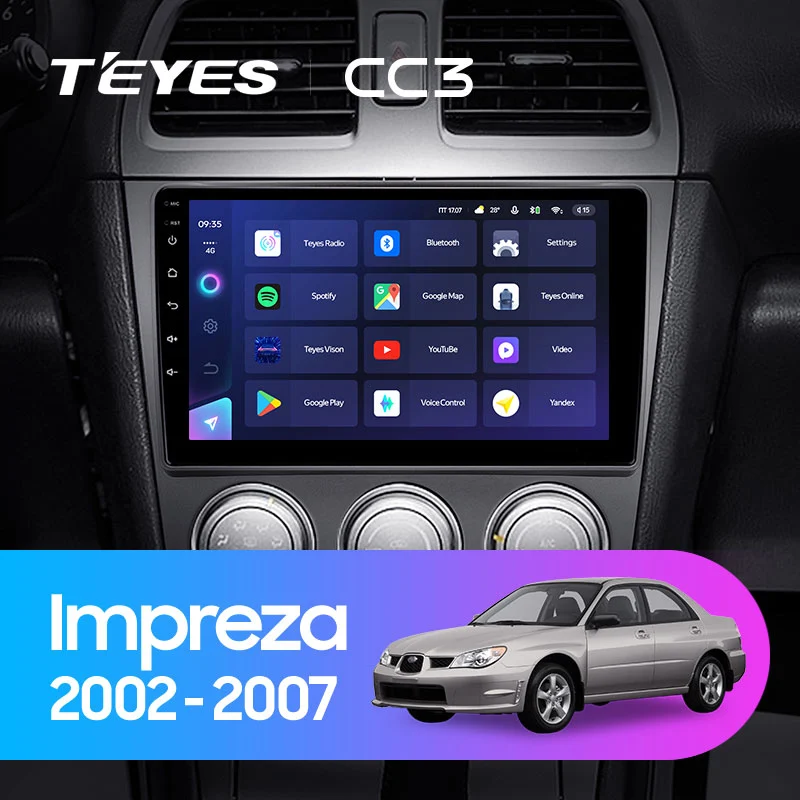 Комплект магнитолы TEYES CC3 9.0" для Subaru Impreza GD/GC/GG 2000-2007