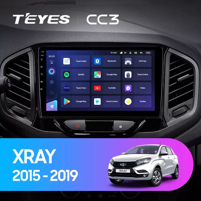 Комплект магнитолы TEYES CC3 9.0" для ВАЗ (LADA) XRAY I 2015-2023