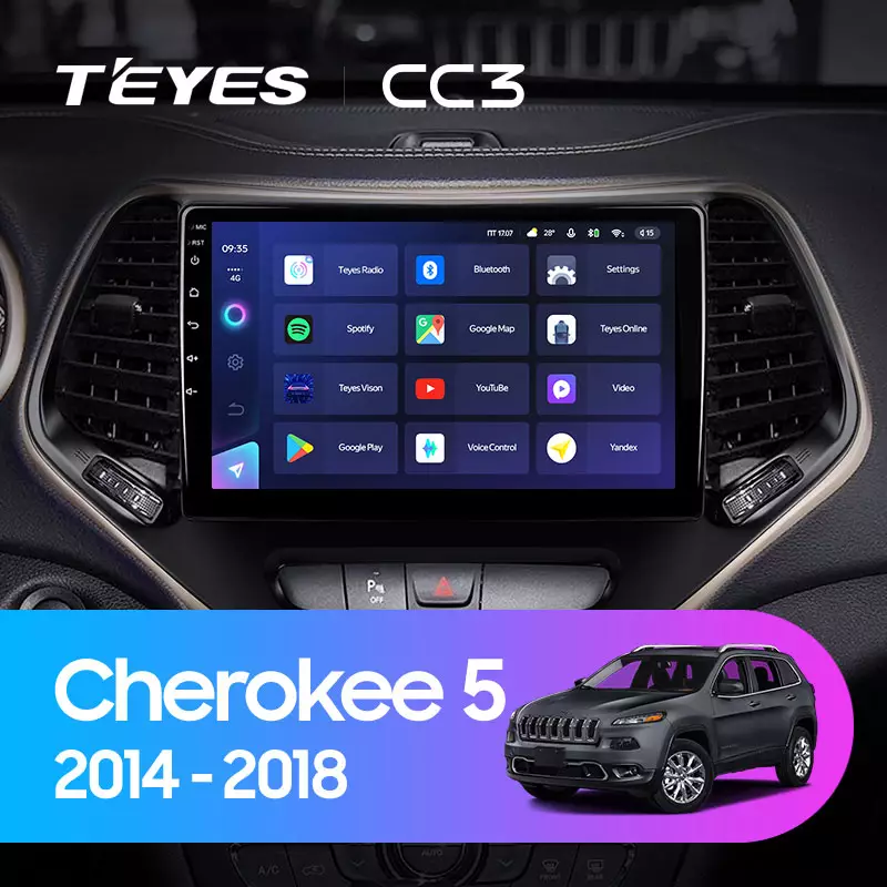 Комплект магнитолы TEYES CC3 10.2" для Jeep Cherokee V 2013-2018