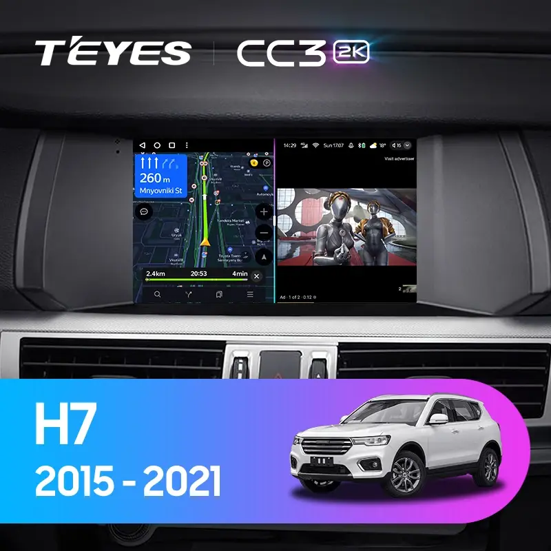 Комплект магнитолы TEYES CC3 2K 9.5" для Great Wall Hover H7 2015-2021